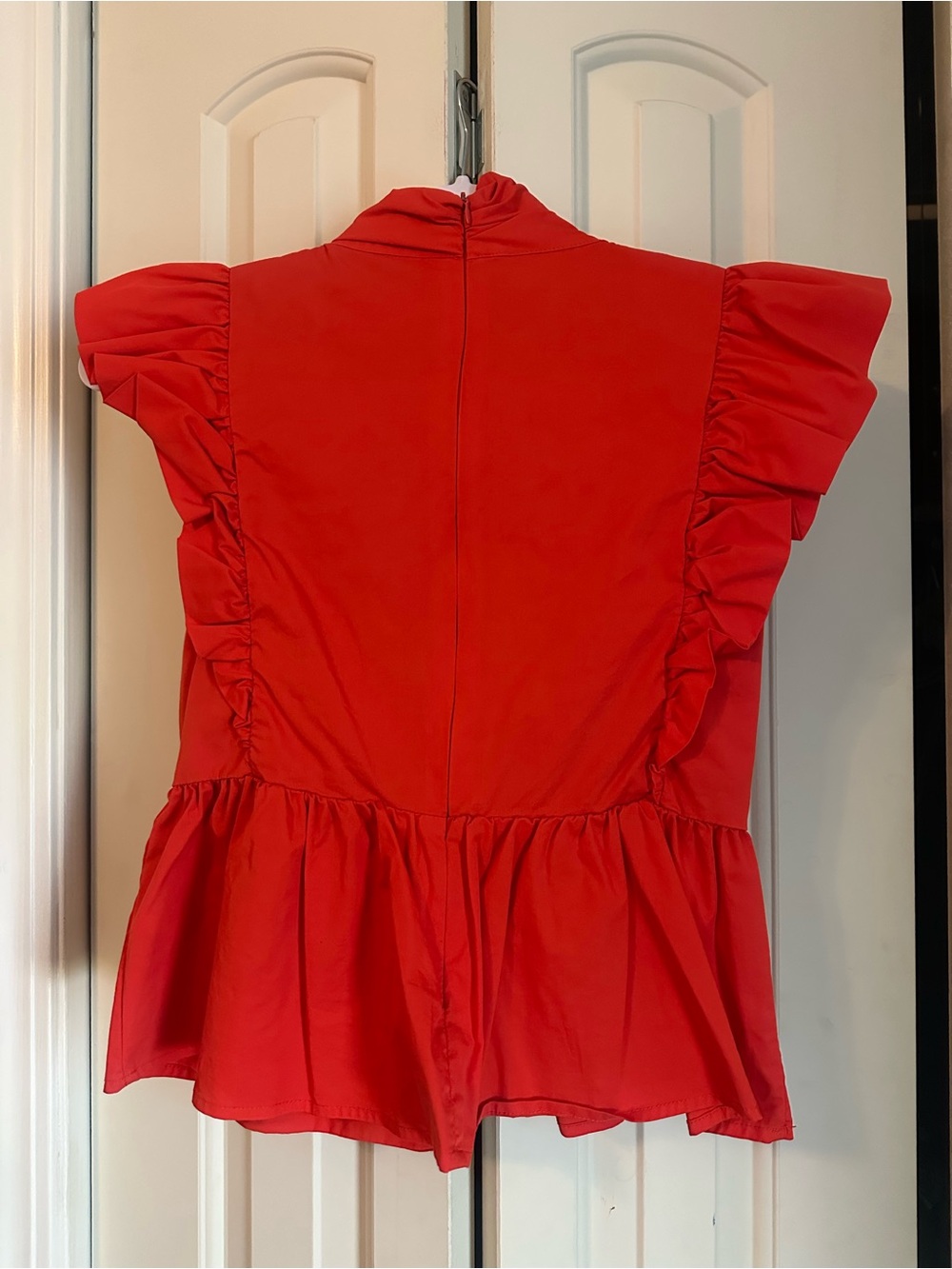TCEC Red Ruffle Wrap-Style Peplum Top - Picture 3 of 3